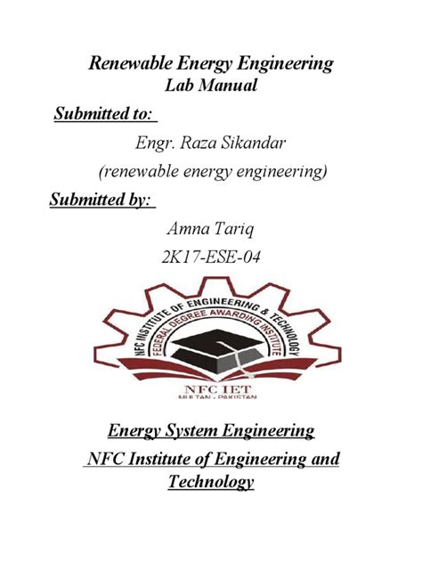 Renewable Lab Manual