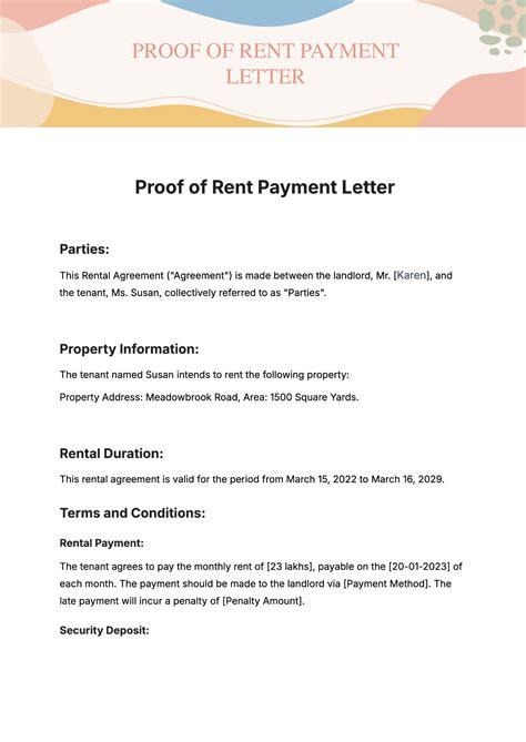 Rent Letter