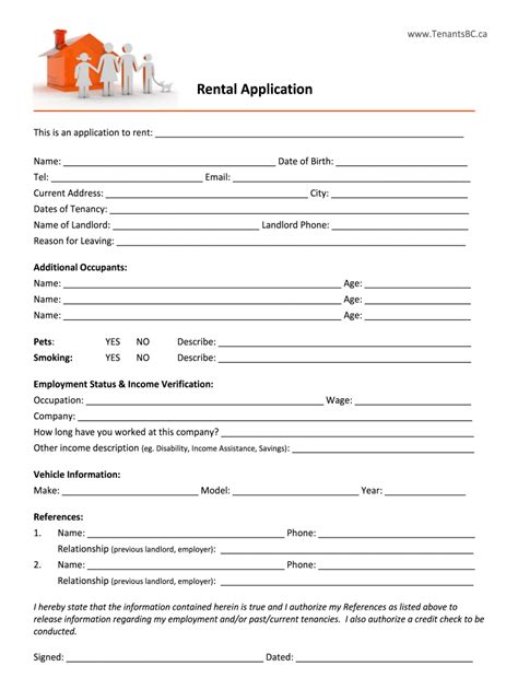 Rental Application Form Bc