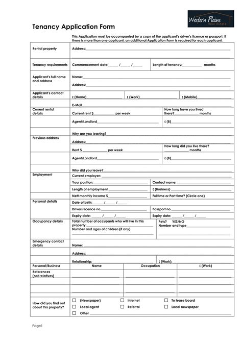 Full Download Rental Application Form Word Document 