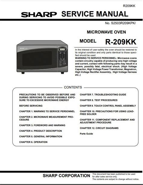 Repair Manual Microwave Sharp