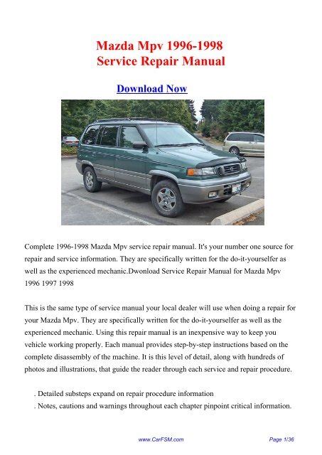 Download Repair Manual 2000 Mazda Mpv 
