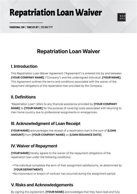 repatriation loan waiver