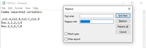 Replace With Tab Notepad