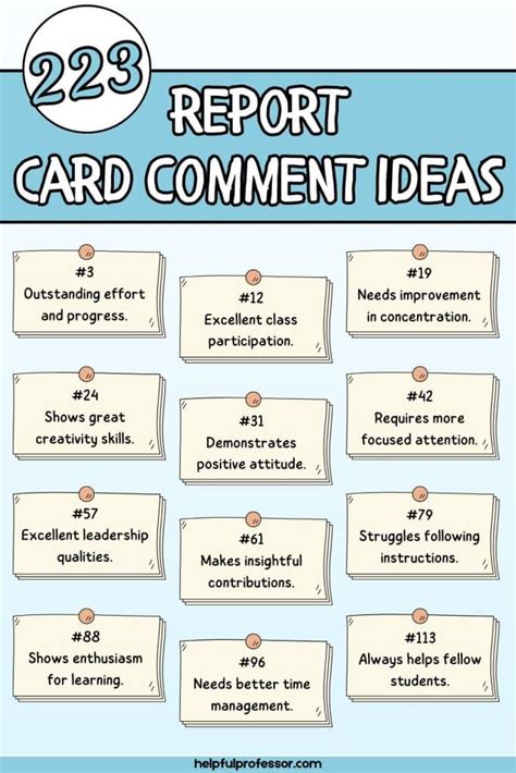 Report Card Comments 3rd Grade