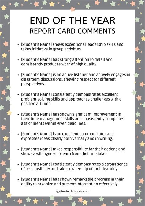 Report Card Comments For Religious Education