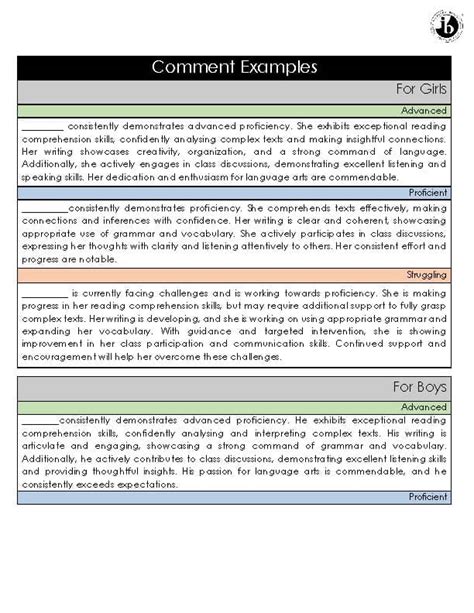 Report Card Comments Foreign Language