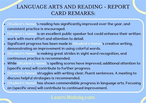 Report Card Remarks