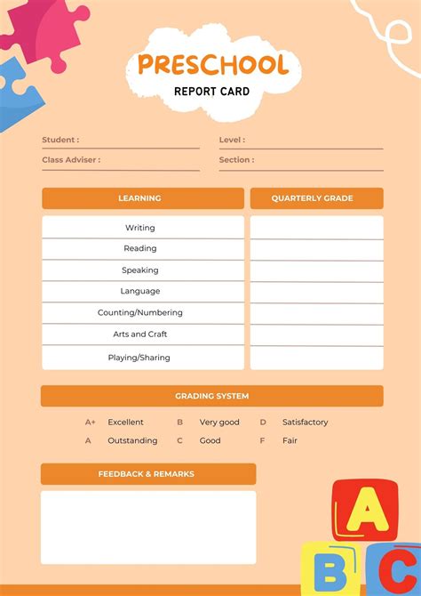 Report Cards For Pre School