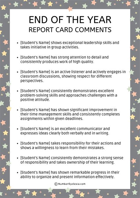 Report Cards Report Card Comments For Toddlers