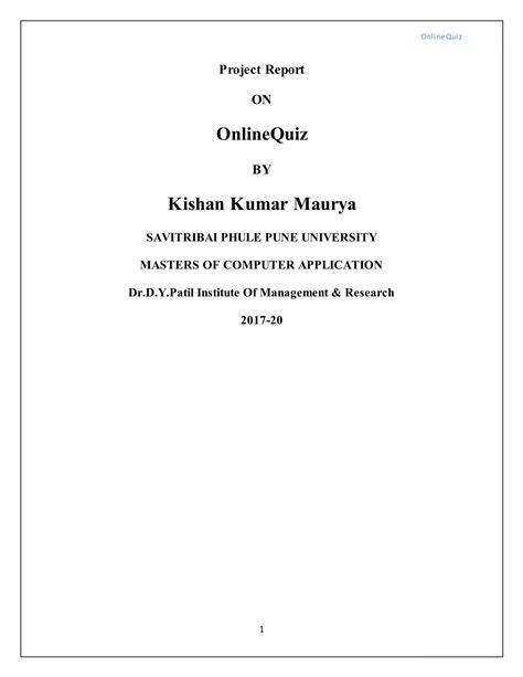 report for quiz system project