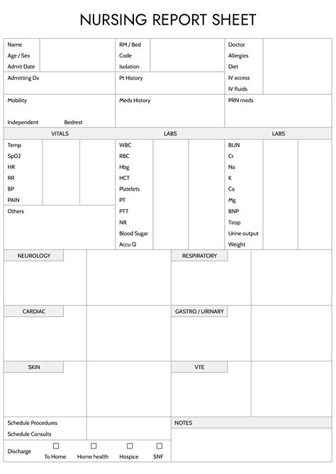 Report Sheet Nursing