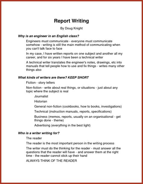Report Writing Examples