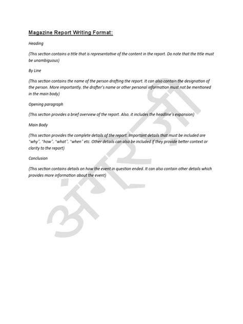 Report Writing Format Isc