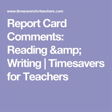 Read Online Report Card Comments Timesavers For Teacherscom 