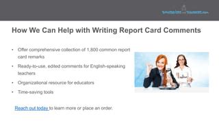 Download Report Card Comments Timesavers For Teacherscom 