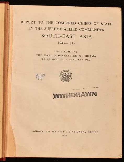Read Report To The Combined Chiefs Of Staff By The Supreme Allied Commander South East Asia 1943 1945 