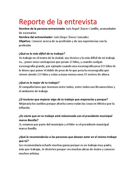 Reporte De Entrevista