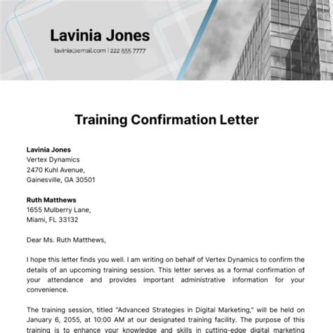 request for training confirmation letter aca