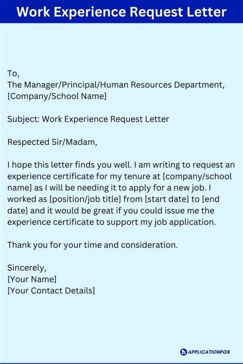 Request For Work Experience Letter Sample