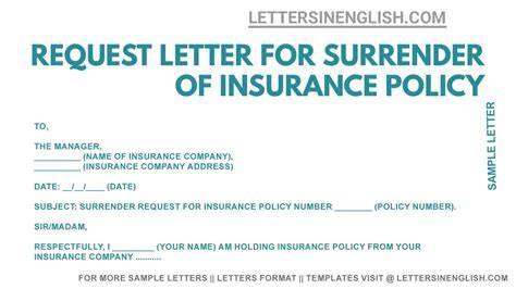 request letter for surrender insurance policy