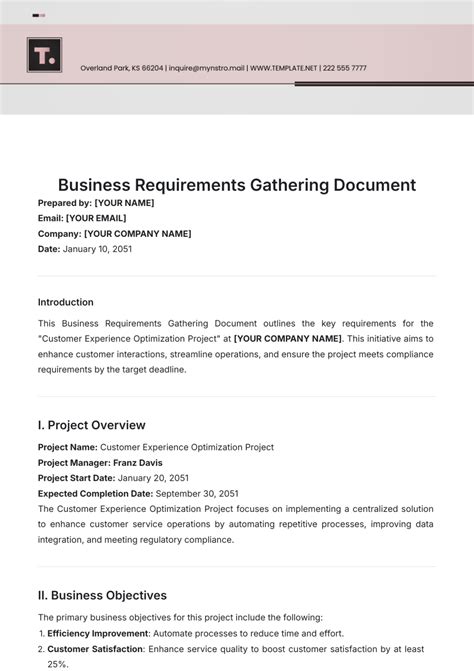 Read Requirements Gathering Template Document 