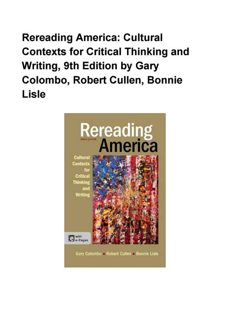 Full Download Rereading America 9Th Edition Citation 