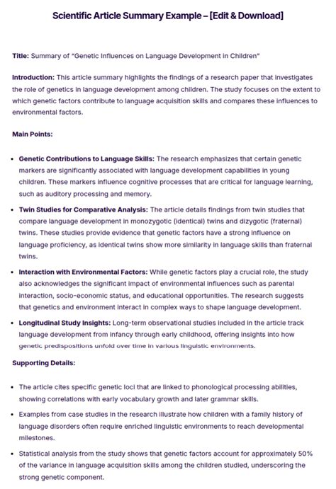 Research Article Summary Example
