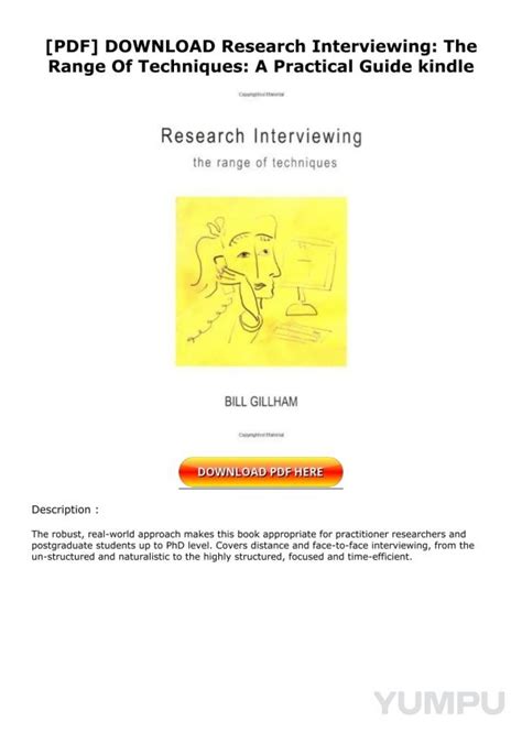 Research Interviewing The Range Of Techniques A Practical Guide