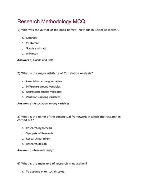 Research Methodology Mcq