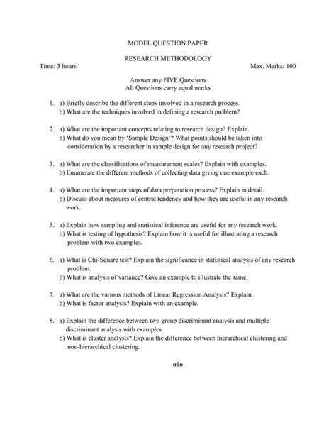 research methodology question paper mphil