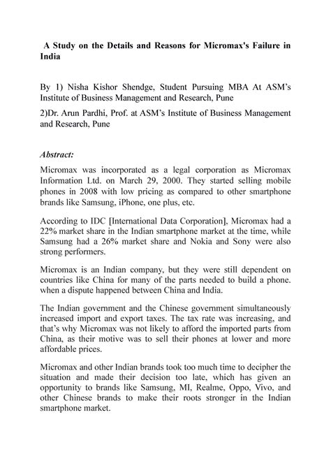 research paper on micromax