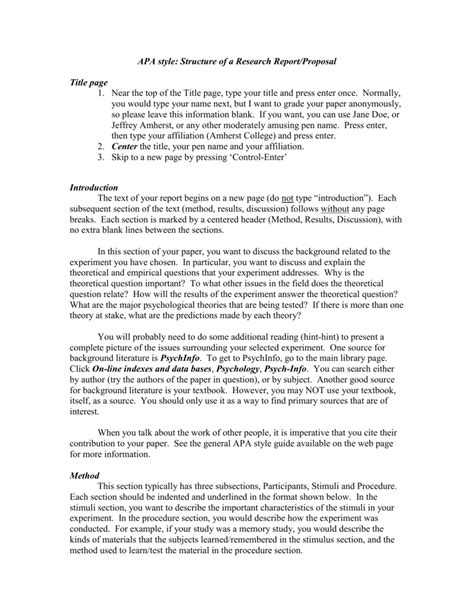 Research Proposal Example Apa Format