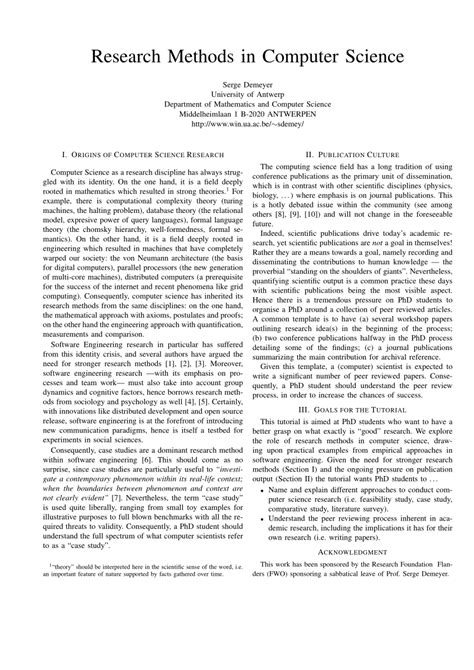 Research Scientific Methods In Computer Science