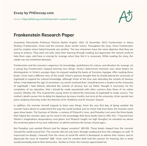 Download Research Paper Frankenstein 