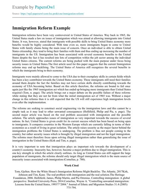 Read Online Research Paper Immigration Reform 