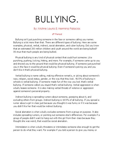 Read Research Paper On Bullying 