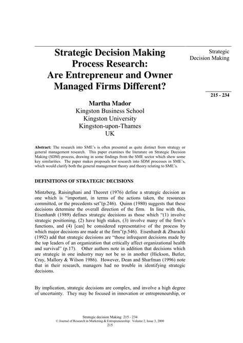 Read Online Research Paper On Decision Making 