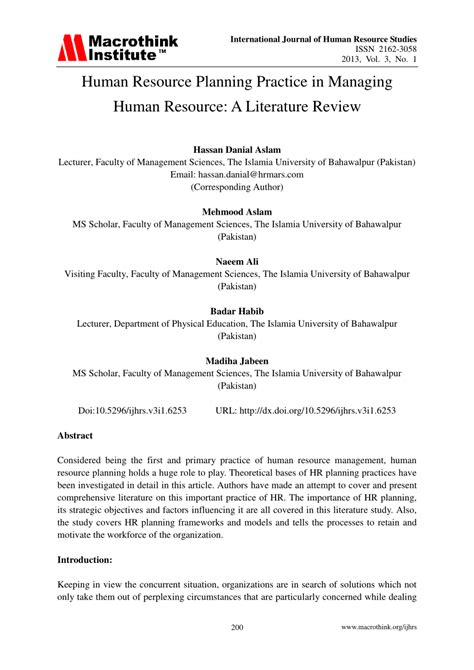 Download Research Paper On Human Resource Planning 