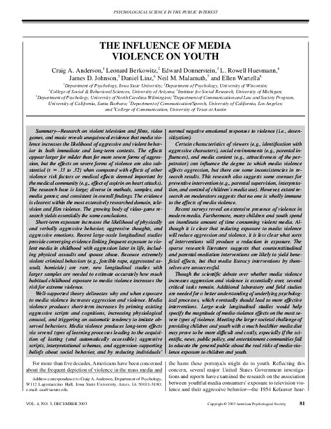 Read Research Paper On Media Violence 