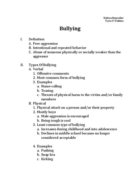 Full Download Research Paper Outline On Bullying 