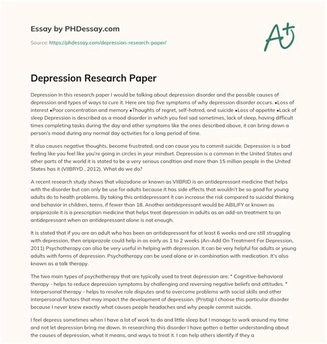 Download Research Papers On Depression 