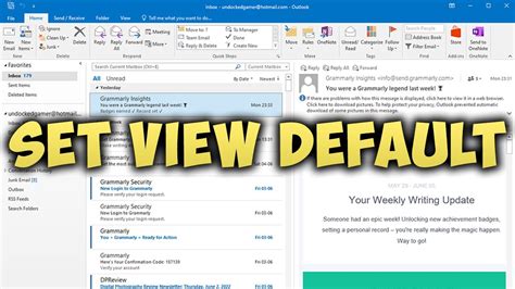 reset outlook view to default