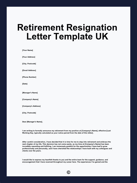 Resign Letter Template Uk