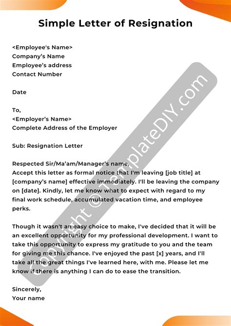 Resignation Letter Format Pdf