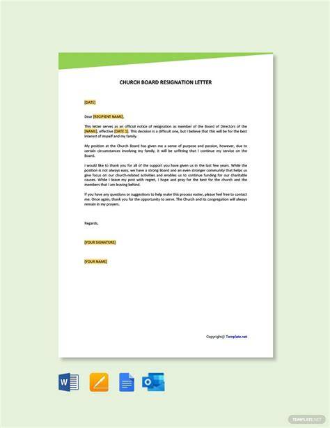resignation letter from church board of trustee