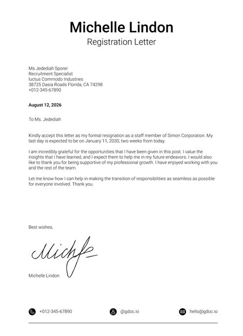 Resignation Letter Of A Document Controller