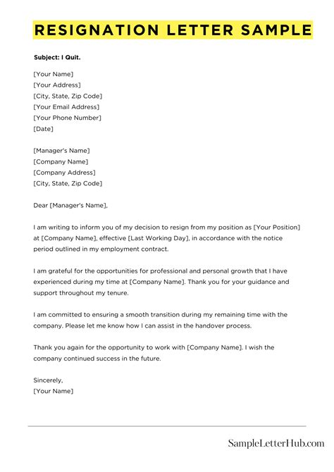 Resignation Letter Sample For Condo Management