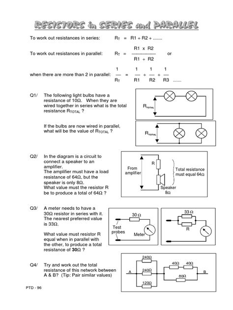 Resistance Worksheet 17 Series And Parallel Circuits When Resistors In Series And Parallel Worksheet - Resistors In Series And Parallel Worksheet