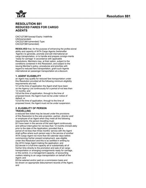 Read Resolution 881 Iata 